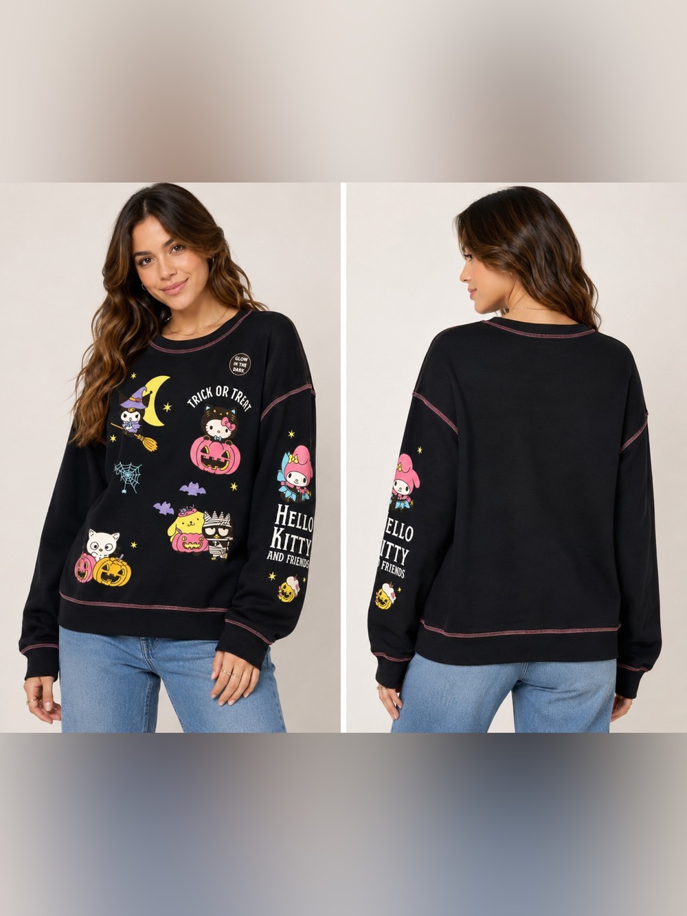 Hello Kitty & Friends Halloween Glow in the Dark Sweatshirt Size L NWT